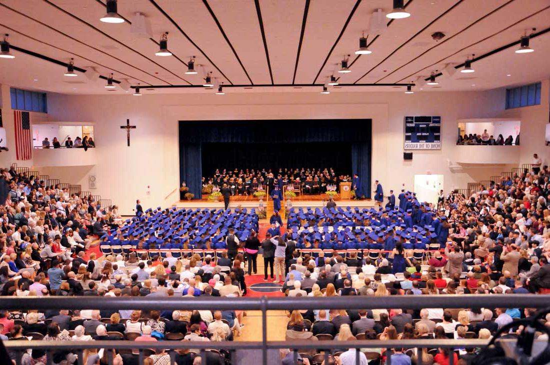 Graduation photo from balcony.